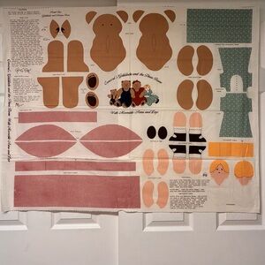 Vintage Sewing Fabric Panel “Goldilocks and the Three* Bears”Moveable Arms, Legs